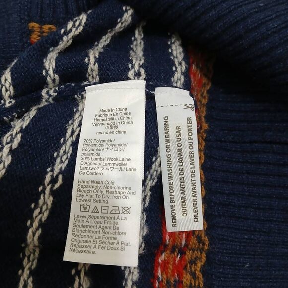 J crew womens large blue red fairisle sweater classic button front Birdseye - Picture 6 of 7